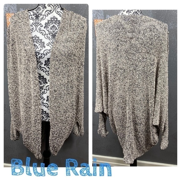 Blue Rain textured long open cardigan sweater - Picture 3 of 12